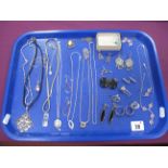Modern "925" and Other Jewellery, including pendants on chains, earrings etc :- One Tray