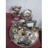 Assorted Plated Ware, including Danish Modernist style jug and lidded sugar bowl, Elkington circular