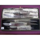 A Five Piece Hallmarked Silver Handled Carving Set, (Sheffield 1902), the knife blades stamped "