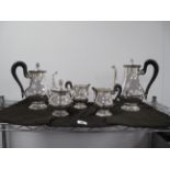 Christofle; A French Silver Plated 'Malmaison' Five Piece Tea / Coffee Set, including two jugs. (5)