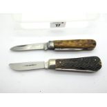 Eye Witness, two blade, stag scales, n/s bolster, tweezers and spike, 9cm;Thomas Turner and Co.