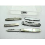 Pocket Knives - Richards two blades in all stainless steel, 8cm; Sheffield two blade stainless