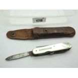 Needham Sheffield; Two Blade Knife, with scissors, button hook, spike, grooved manicure blade,