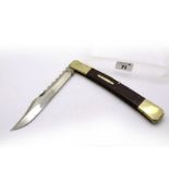 Lock Knife, single blade, wood scales, large n/s bolsters, brass linings, work back to spring and