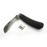 Pruning Knife - Warranted Really Good, No maker's name, chequered horn scales, steel bolster, 10cm.