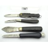 Four Pocket Knives, of various sizes, Inox- two unnamed and a putty knife. (4)