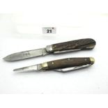 I.XL George Wostenholm, two blades, stag scales, metal bolster, 11cm; Rawson Brothers, three