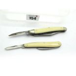 I.XL George Wostenholm Knife, faux ivory scales, two blade, n/s bolsters, brass lining, 9cm