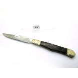 Lock Knife, polished horn scales, n/s bolster, (no name), 16.6cm.