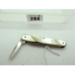 Slater - Sheffield Two Blade Scissors, mother or pearl scales with decoration, 8cm.