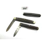 Pocket Knives - J. Elton & Sons, Sheffield, three blades, polished horn scales, nickel silver