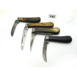 Pocket Knives - C.S. Bailey, Bristol, one blade, horn scales, 9cm closed; A Hudson, Sheffield, two