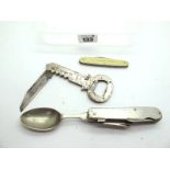 Campaign Style Cutlery Set, knife, fork and spoon, Singleton and Priestman Sheffield (damages),