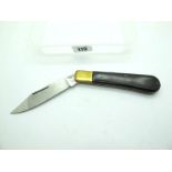 Lockwood Brothers Lock Knife, polished horn scales, brass bolster, workback to springs and blade,