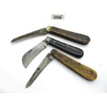 Pocket Knives - Needham, Hill St, Sheffield, with jigged horn scales, nickel silver bolster, steel