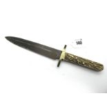 Joseph Rodgers & Son 'Cutlers to Her Majesty' Bowie Knife, with stag handle and brass nameplate,