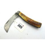 Nowill & Sons; Flat bottom pruner, stag scales, clicks shut on opening and closing, 11cm.