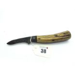 Pruner; Harrison Brothers and Howson, the knife stamped on the blade, stag scales, brass bottom,