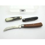 Joseph Rodgers, two blade, polished horn, brass linings, 8cm; Sheffield Made, unnamed two blade,