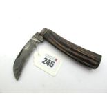 Pruner; Taylor Eye Witness, one blade with 'eye' logo, stag scales, flat bottom, snaps on opening