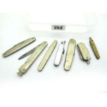 Sheffield Pocket Knives, seven in total, damages. (7)