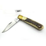 A. Wright and Son Sheffield Lock Knife, stag scales, brass bolster, work back to springs and blades,