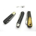 J. Adams Sheffield, single blade, file and screwdriver, n/s bolster, jigged scales, 9cm; Hobson