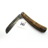 John Petty & Sons Sheffield, stag scales, flat bottom(worn blade), clicks at all stages, 10.5cm .