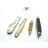 I.XL Wostenholme, two blades, n/s bolsters, faux ivory scales, 8cm:- Richards, one blade, Silver