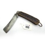 Encore T. Turner & Co; Sailors Knife, best steel, single blade, stag scales, single steel bolster,