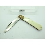 Lockwood Brothers Sheffield Lock Knife, faux ivory scales, large brass bolsters, 13cm.