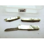 Deakin & Sons, three blades plus nail file, with mother of pearl scales, 7.5cm closed; Hadfield,