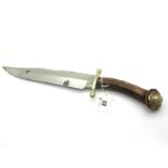 Bowie Knife, R. Middleton, Sheffield, 23.5cm blade, stag handle, lion pommel, brass quillion, 38cm