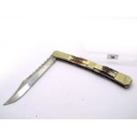 Lock Knife, single blade, stag scales, n/s bolsters, workback to springs and blade, 40cm open, (no