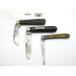 Lockwood Sheffield, one blade, stag scales, metal bolster, brass linings, 9.5cm; unreadable,