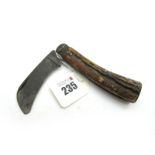 Pruning Knife; I.X.L. Wostenholm, one blade, flat bottom, stag scales, 11cm.