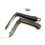 Pocket Knives - Williams of Cheltenham, single blade, pistol grip stag scales, 10cm closed; Artis,