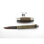 Barrel Knife, steel and brass blade, marked J.G 1.8.7.4, 7.5cm.