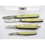 Humphreys of Sheffield, faux scales, two blades, corkscrew, spike (shortened), lanyard ring, 8cm;