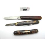 J.C. Victory, Regent St; Turtle shell scales, two blades, brass linings, workback to spring, 7cm;