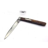 Lock Knife, John Pearce, stag scales, steel bolsters, brass linings, 13cm.