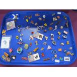 A Collection of Enamel Pin Badges, including charity, souvenir, etc:- One Tray.