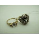 A Decorative Antique Style Dress Ring, with inset highlights; together with a 9ct gold single