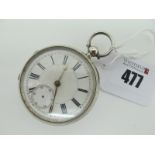 A Hallmarked Silver Openface Pocketwatch, the unsigned white dial with Roman numerals and seconds