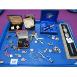 A Collection of Assorted Cufflinks, including tie clips / slides, letter opener etc :- One Tray