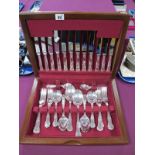 A Six Setting Canteen of Kings Pattern Plated Cutlery, the knife blades stamped "Lancelot of