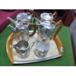 A Picquot Five Piece Tea Service, plus extra teapot on matching tray.