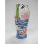 Anita Harris Homage to Monet 'Lilly' Bella Vase, gold signed, 17.5cm high.