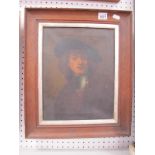 Rembrandt Self Portrait, oil on canvas (signed on verso (Autoritratto di Rembrandt Galleria Pitti)