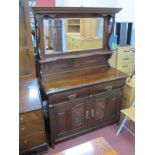 Early XX Century Mirror Back Sideboard, top with a rectangular bevelled glass mirror, shaped